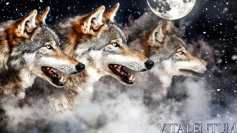 Wolves in the Moonlight AI Image