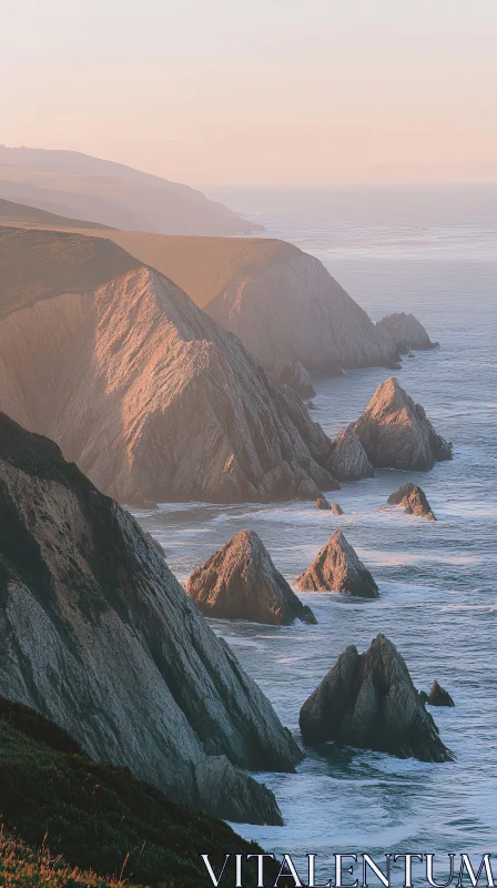 Scenic Cliffs Overlooking Tranquil Ocean AI Image