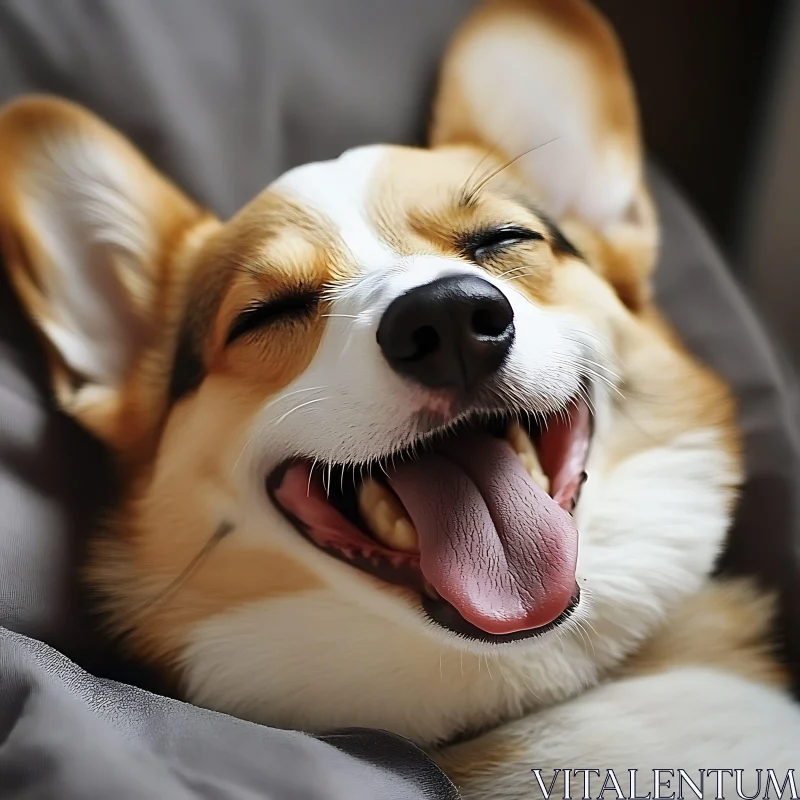 Happy Smiling Corgi Close-Up AI Image