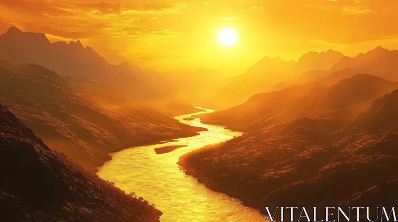 AI ART Majestic Sunset Illuminating a Serene River