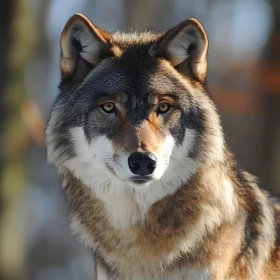 Close-Up of a Wild Wolf