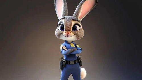 Cartoon Rabbit Police Officer Illustration