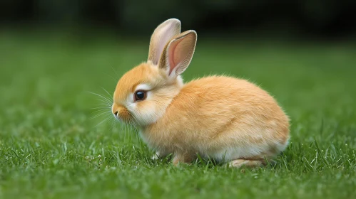 Fluffy Rabbit on Green Grass