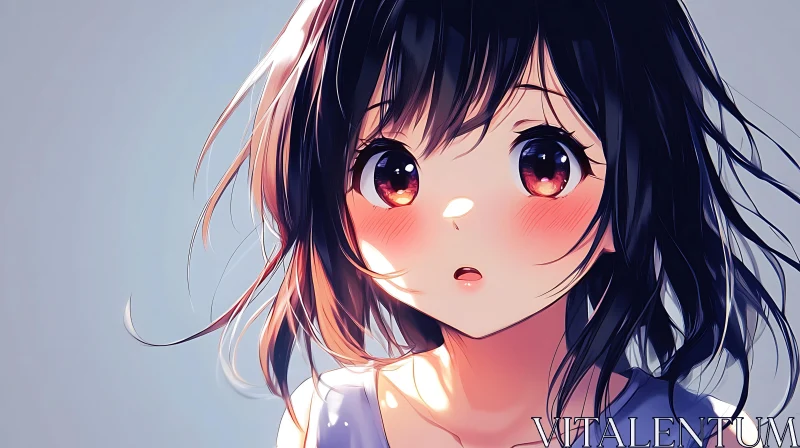 Expressive Anime Girl Illustration AI Image