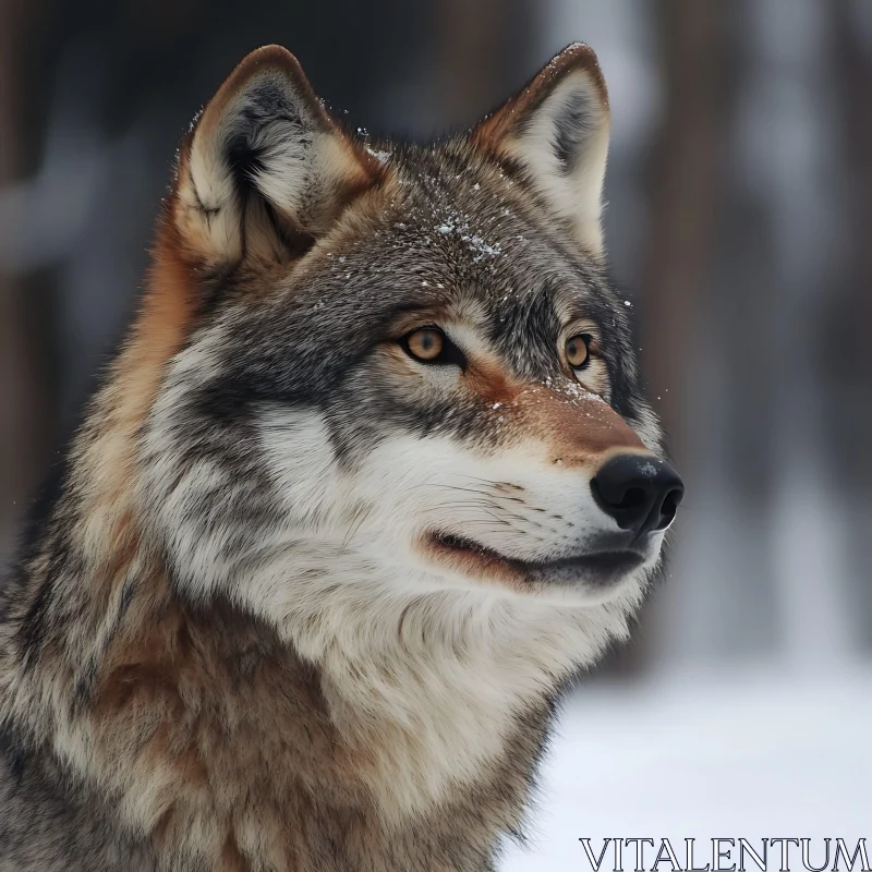 Winter Wolf Close-Up AI Image