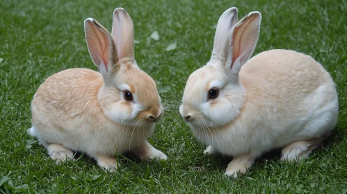 Two Rabbits in a Grassy Field