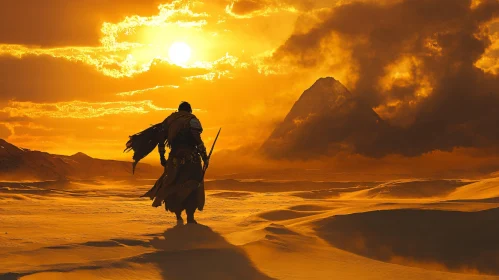 Desert Wanderer at Sunset