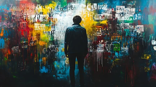 Man Gazing at Abstract Art