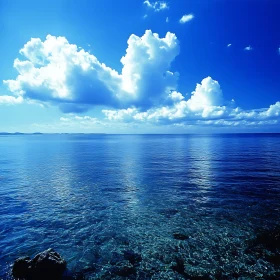 Seascape with Clear Water and Clouds