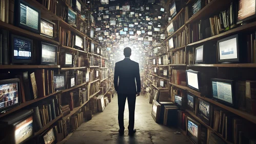 Man in Digital Library
