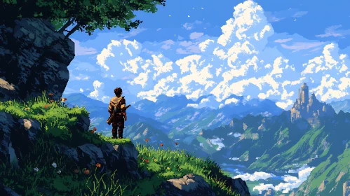 Lone Wanderer Pixel Art Vista