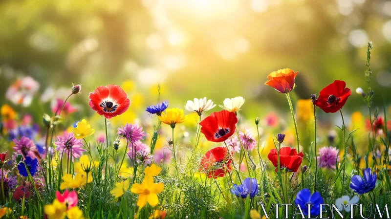 AI ART Vibrant Wildflowers in Sunlight