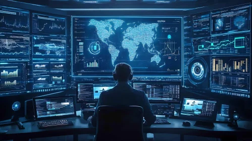 Futuristic Data Analysis Workstation