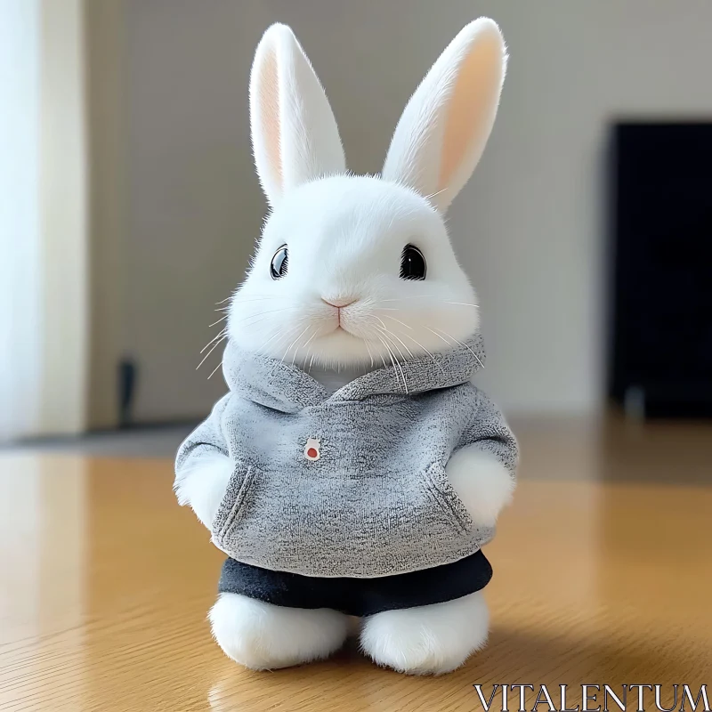 AI ART Charming Bunny with Hoodie