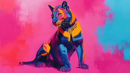 Colorful Cougar Illustration