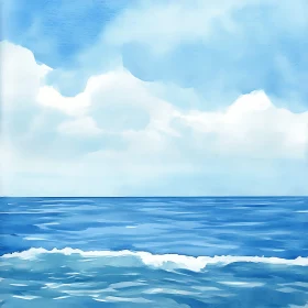 Peaceful Seascape with Cloudy Sky