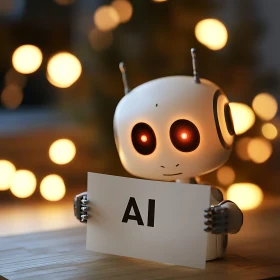 Friendly AI Robot with Glowing Eyes