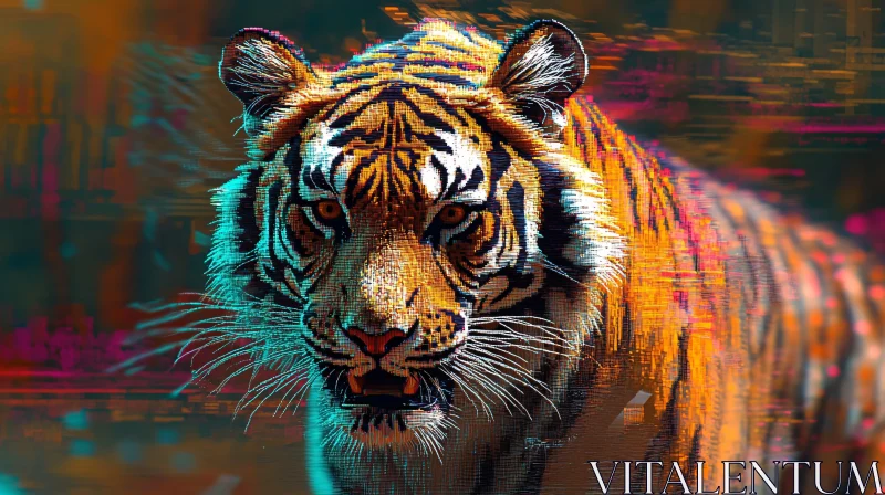 AI ART Digital Tiger Portrait with Abstract Art Elements