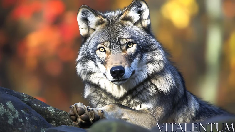 Wolf in Autumn Hues AI Image