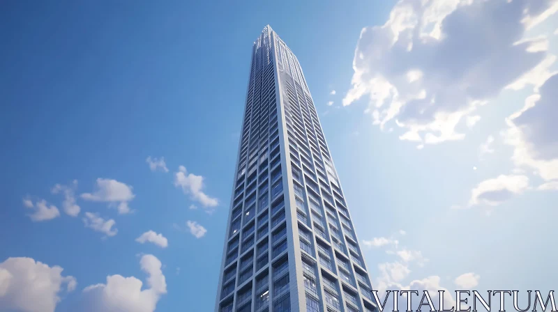 Sleek Architectural Marvel Against Blue Sky AI Image