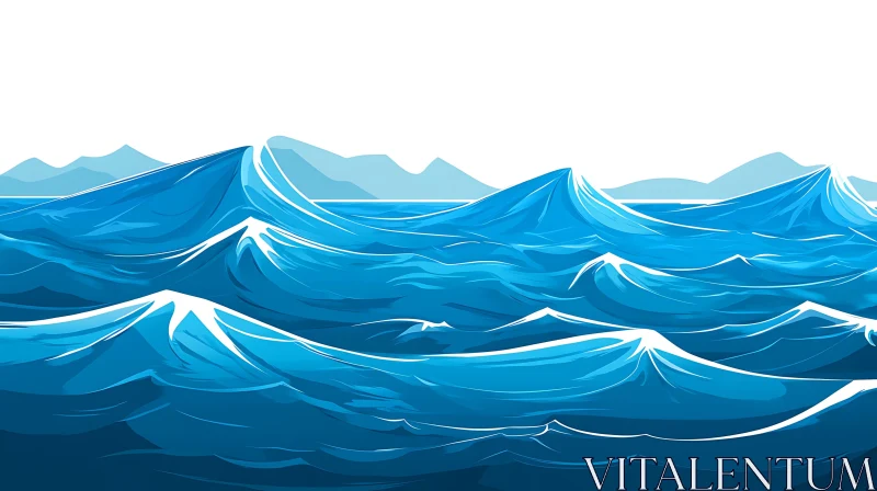 AI ART Stylized Ocean Waves Illustration