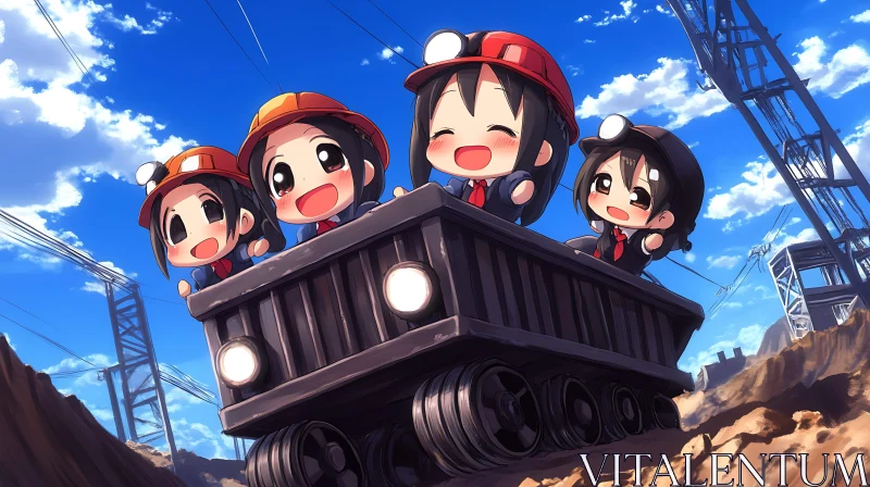 Cheerful Anime Miners AI Image