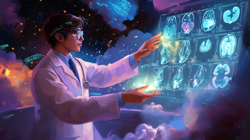 Medical Professional Examining Scans