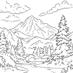 Monochrome Mountainous Landscape