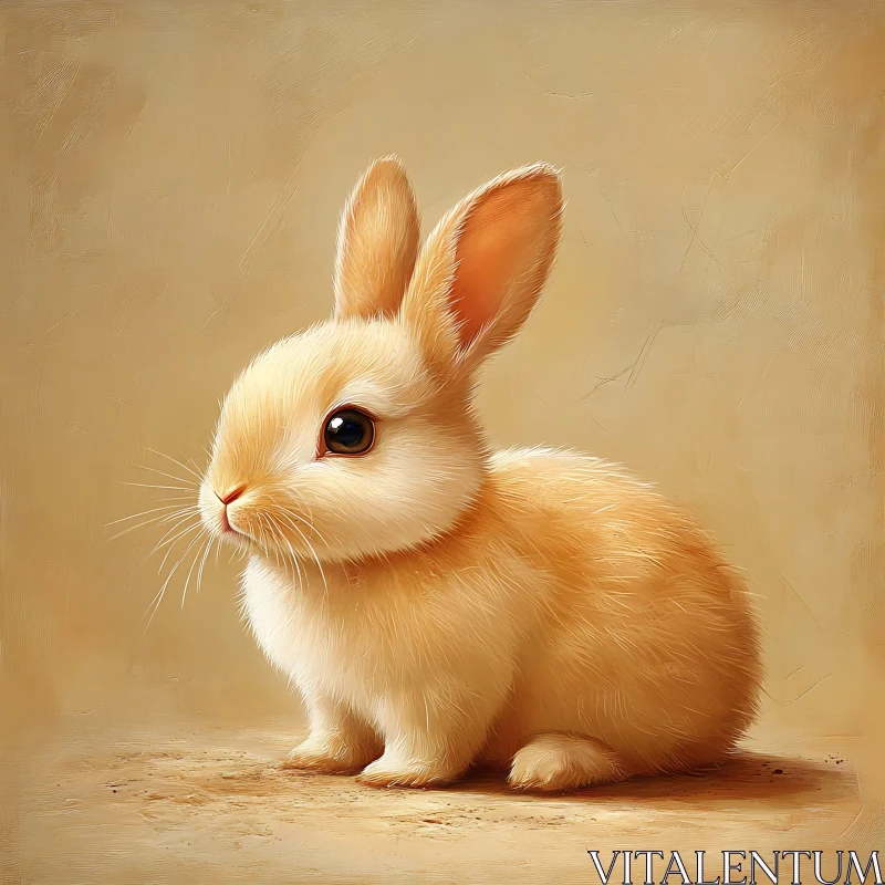 Adorable Cream Colored Rabbit AI Image