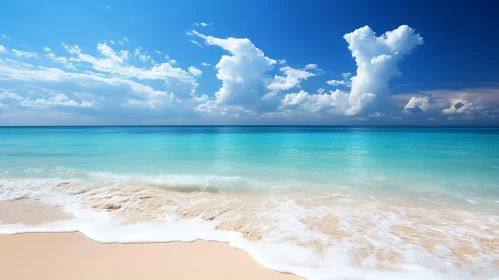 Seascape with Blue Sky and White Waves