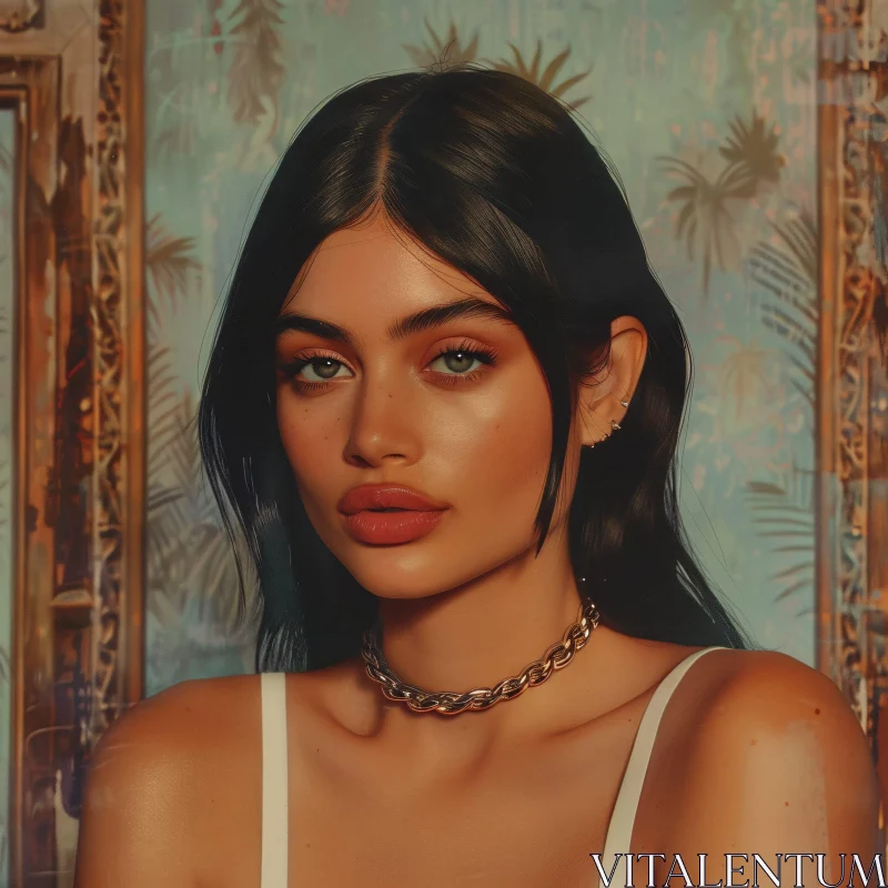 Striking Kylie Jenner Portrait in Pastel Setting AI Image