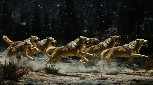 Night Wolves Pack in Motion