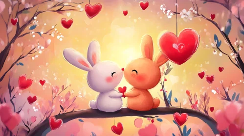 Whimsical Valentine's Day Bunnies