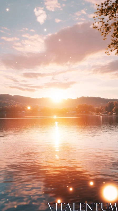 Tranquil Lake at Sunset AI Image