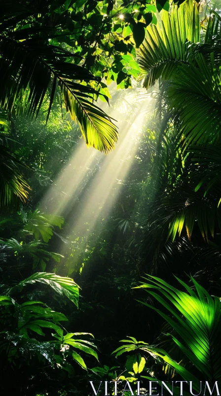 AI ART Sun Rays in Tropical Forest