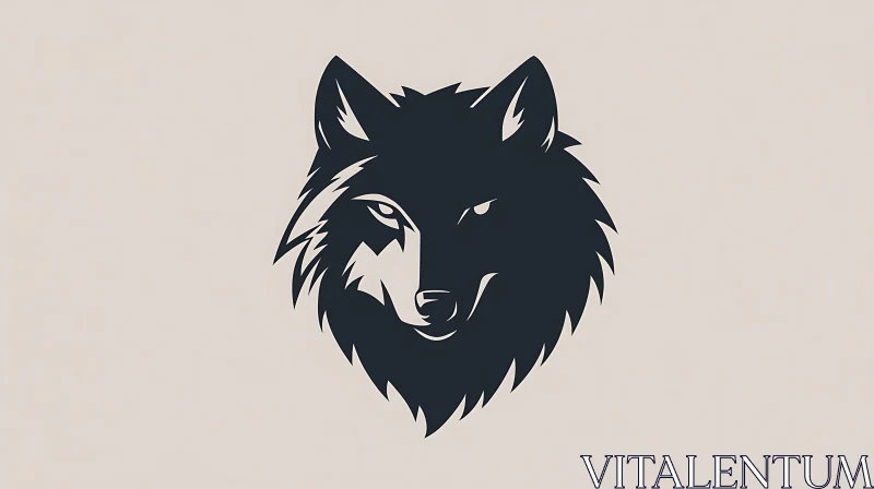 Monochrome Wolf Head Minimalist Design AI Image