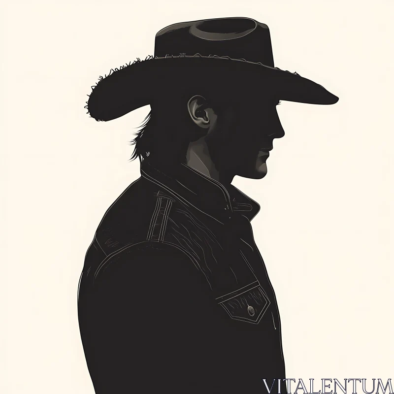 AI ART Monochrome Cowboy Silhouette Art