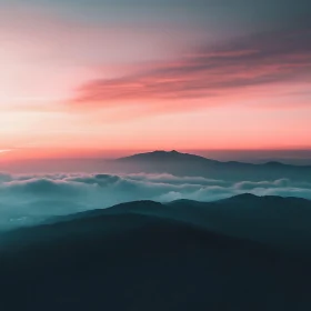 Mountain Range at Pink Sunset