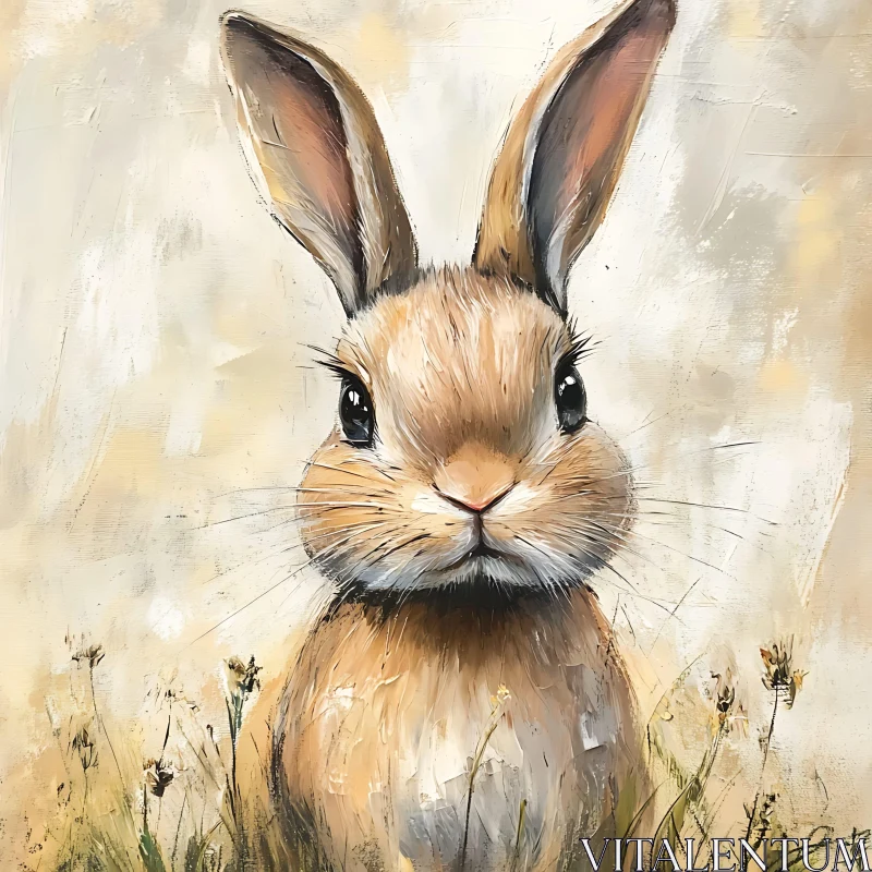 Delicate Rabbit Painting with Expressive Eyes AI Image