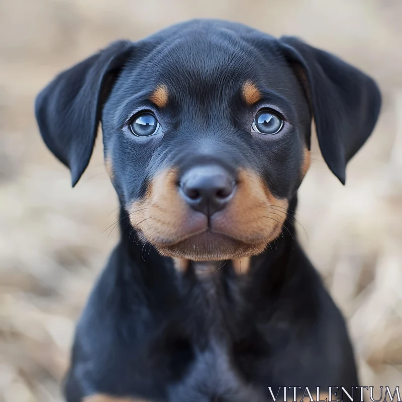 Cute Rottweiler Puppy Portrait AI Image