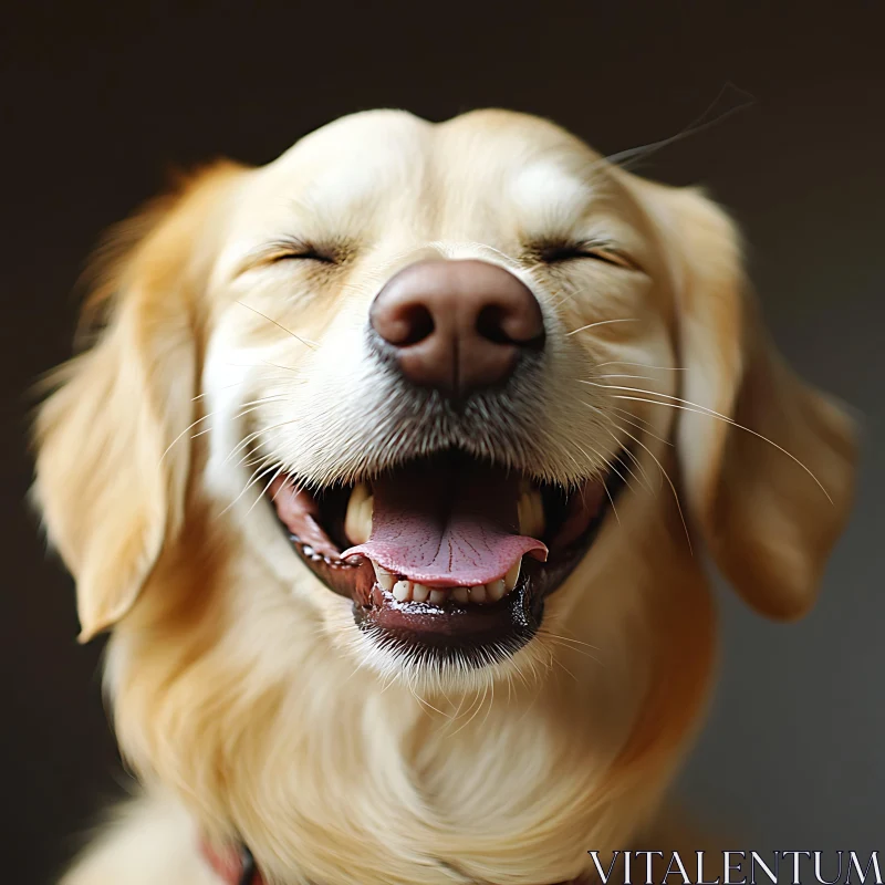 Joyful Golden Retriever Smiling Close-up AI Image