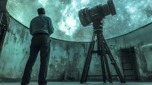 Stargazer with Telescope