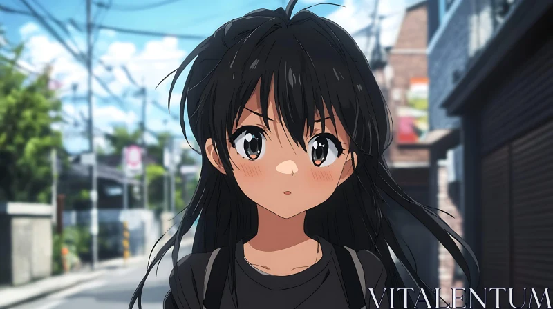 Urban Street Anime Girl AI Image