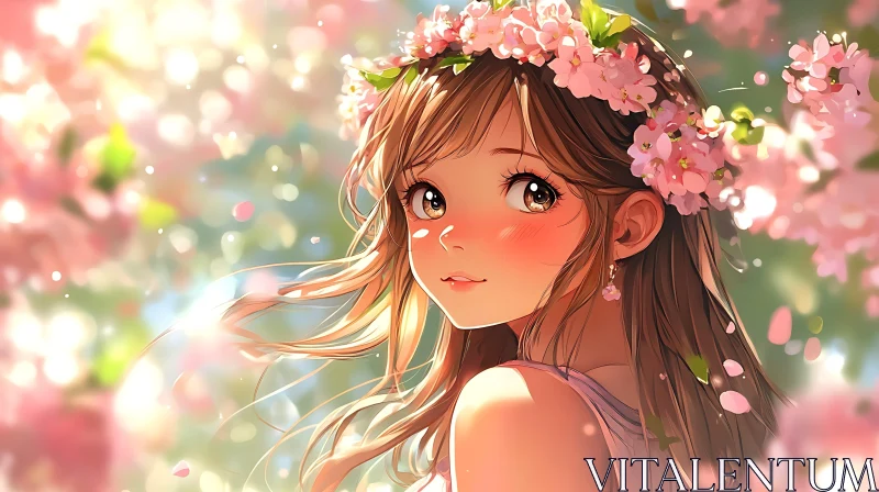 Springtime Anime Portrait AI Image