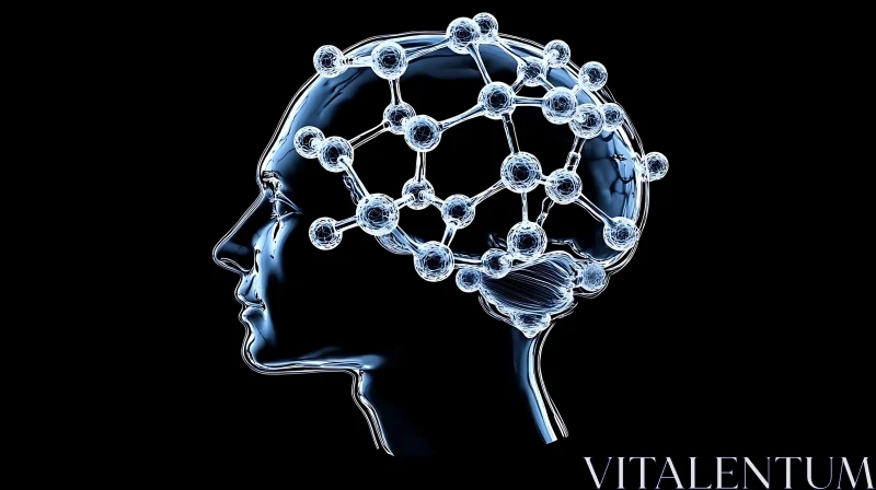 AI ART Abstract Brain: Molecular Structure in Head