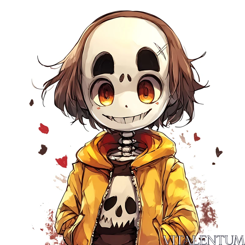 Adorable Skeleton Anime Character Art AI Image