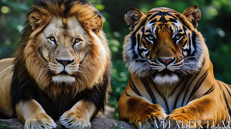 Majestic Lion and Tiger Duo AI Image