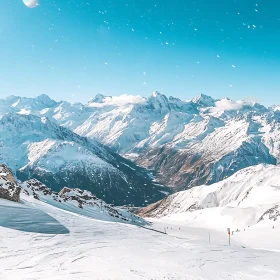 Winter Mountain Landscape with Snow