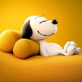 Content Cartoon Dog Lounging with a Smile