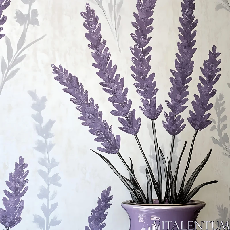 Lavender in Glossy Purple Pot AI Image